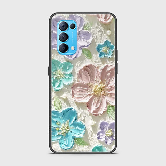 Oppo Find X3 Lite Cover - Floral Series - Design 14 - Blue & Purple - HQ Ultra Shine Premium Infinity Glass Soft Silicon Borders Case