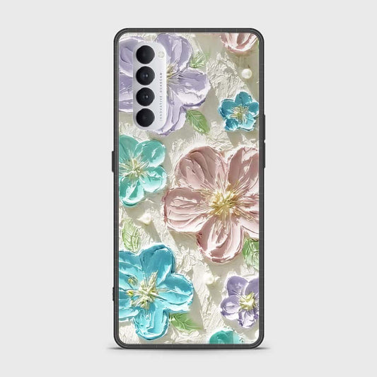 Oppo Reno 4 Pro Cover - Floral Series - Design 14 - Blue & Purple- HQ Ultra Shine Premium Infinity Glass Soft Silicon Borders Case