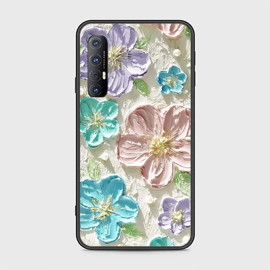Oppo Reno 3 Pro 5G Cover - Floral Series - Design 14 - Blue & Purple- HQ Ultra Shine Premium Infinity Glass Soft Silicon Borders Case