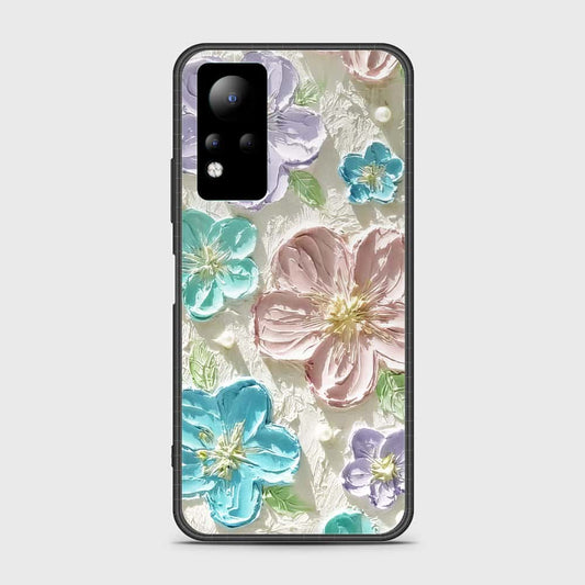 Infinix Note 11 Cover - Floral Series - Design 14 - Blue & Purple- HQ Ultra Shine Premium Infinity Glass Soft Silicon Borders Case (Fast Dlivery)