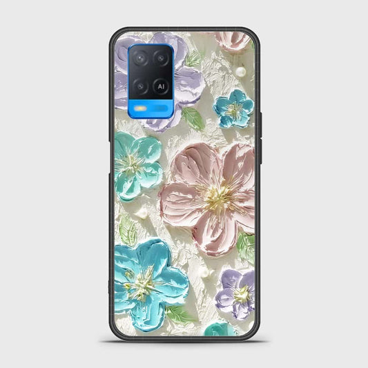 Oppo A54 4G Cover - Floral Series - Design 14 - Blue & Purple- HQ Ultra Shine Premium Infinity Glass Soft Silicon Borders Case