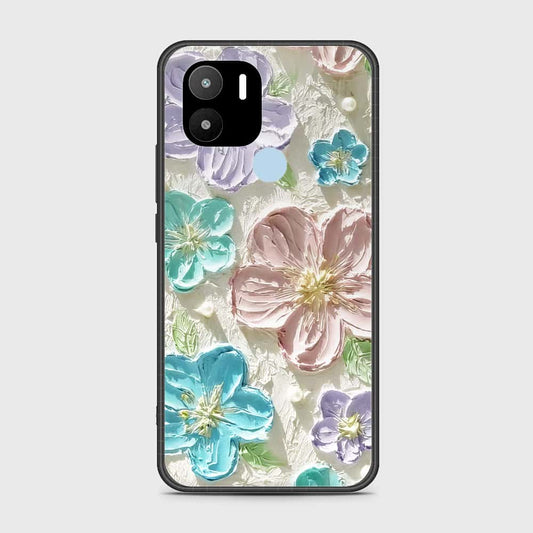 Xiaomi Redmi A1 Plus Cover - Floral Series - Design 14 - Blue & Purple - HQ Ultra Shine Premium Infinity Glass Soft Silicon Borders Case