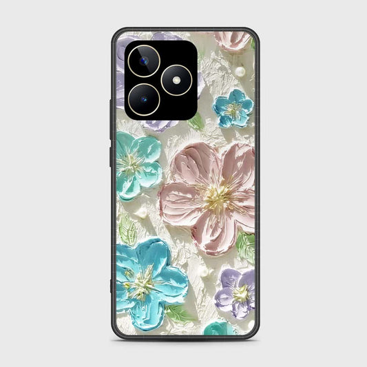 Realme Note 50 Cover - Floral Series - Design 14 - Blue & Purple - HQ Ultra Shine Premium Infinity Glass Soft Silicon Borders Case
