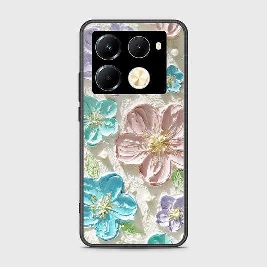 Infinix Note 40 Pro Cover - Floral Series - Design 14 - Blue & Purple - HQ Ultra Shine Premium Infinity Glass Soft Silicon Borders Case (Fast Delivery)(FS)