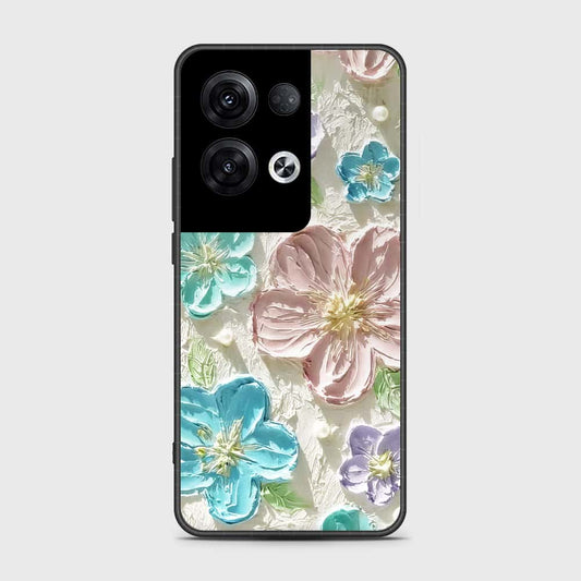 Oppo Reno 8 Pro Cover - Floral Series - Design 14 - Blue & Purple - HQ Ultra Shine Premium Infinity Glass Soft Silicon Borders Case