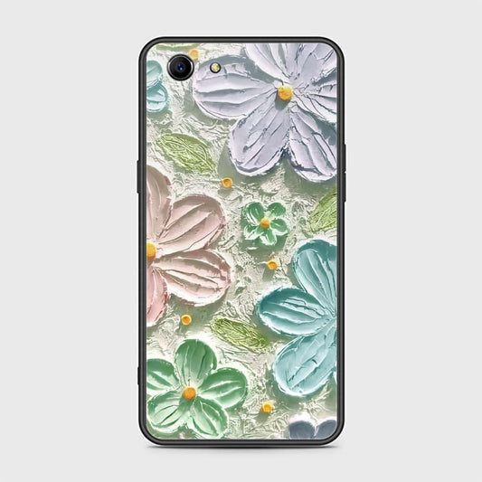 Oppo A83 Cover - Floral Series - Design 15 - Blue & Green - HQ Ultra Shine Premium Infinity Glass Soft Silicon Borders Case