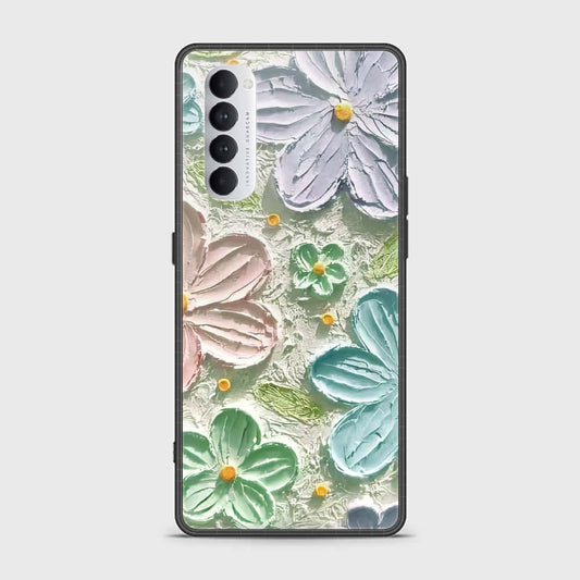 Oppo Reno 4 Pro Cover - Floral Series - Design 15 - Blue & Green - HQ Ultra Shine Premium Infinity Glass Soft Silicon Borders Case