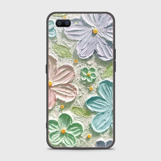Oppo A12e Cover - Floral Series - Design 15 - Blue & Green - HQ Ultra Shine Premium Infinity Glass Soft Silicon Borders Case