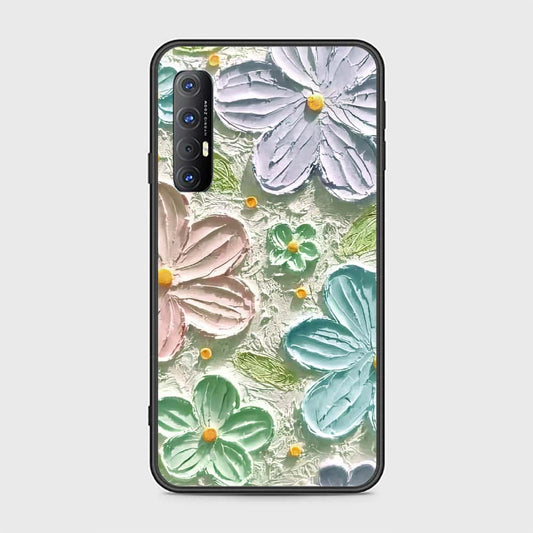 Oppo Reno 3 Pro 5G Cover - Floral Series - Design 15 - Blue & Green - HQ Ultra Shine Premium Infinity Glass Soft Silicon Borders Case