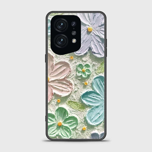 Oppo Find X5 Cover - Floral Series - Design 15 - Blue & Green - HQ Ultra Shine Premium Infinity Glass Soft Silicon Borders Case