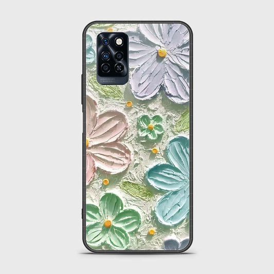 Infinix Note 10 Pro Cover - Floral Series - Design 15 - Blue & Green - HQ Ultra Shine Premium Infinity Glass Soft Silicon Borders Case (Fast Delivery)(FS)