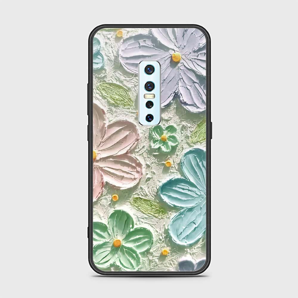 Vivo V17 Pro Cover Floral Series Design 15 Blue Green HQ