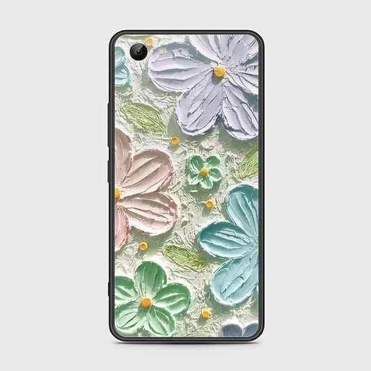 Vivo Y83 Cover - Floral Series - Design 15 - Blue & Green - HQ Ultra Shine Premium Infinity Glass Soft Silicon Borders Case