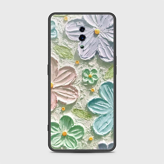 Oppo Reno Cover - Floral Series - Design 15 - Blue & Green - HQ Ultra Shine Premium Infinity Glass Soft Silicon Borders Case