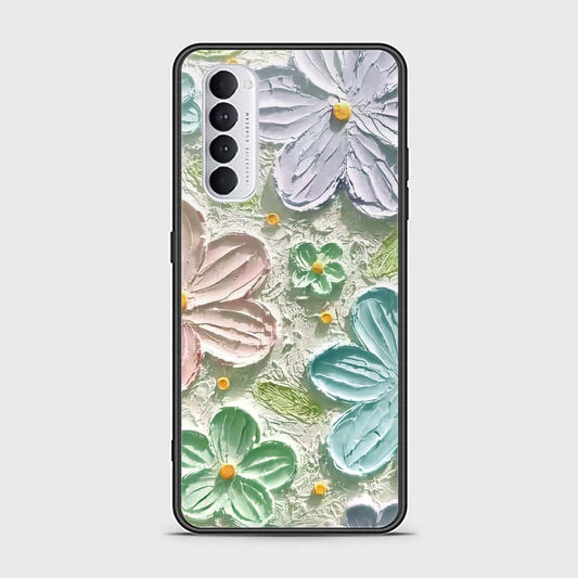 Oppo Reno 4 Pro Cover - Floral Series - Design 15 - Blue & Green - HQ Ultra Shine Premium Infinity Glass Soft Silicon Borders Case