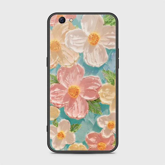 Oppo F3 Plus Cover - Floral Series - Design 16 - Cyan & Pink - HQ Ultra Shine Premium Infinity Glass Soft Silicon Borders Case
