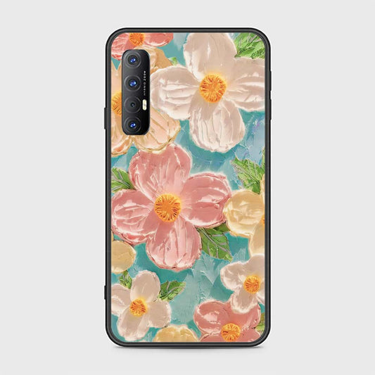 Oppo Reno 3 Pro 5G Cover - Floral Series - Design 16 - Cyan & Pink - HQ Ultra Shine Premium Infinity Glass Soft Silicon Borders Case