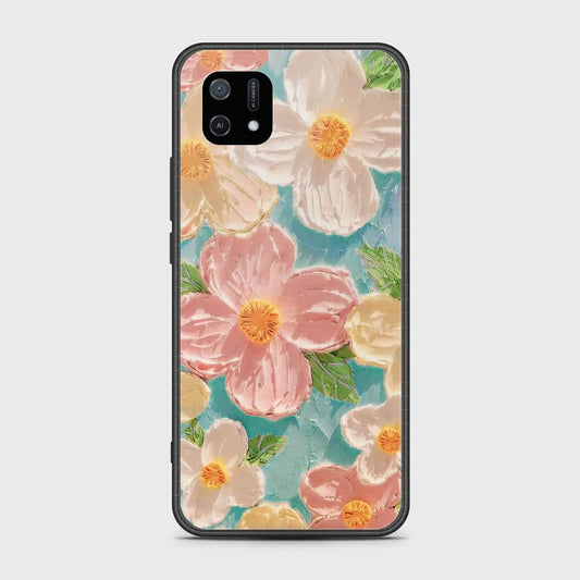 Oppo A16e Cover - Floral Series - Design 16 - Cyan & Pink - HQ Ultra Shine Premium Infinity Glass Soft Silicon Borders Case