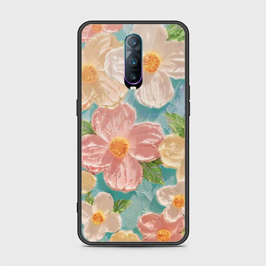 Oppo R17 Pro Cover - Floral Series - Design 16 - Cyan & Pink - HQ Ultra Shine Premium Infinity Glass Soft Silicon Borders Case