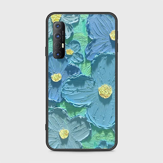 Oppo Reno 3 Pro 5G Cover - Floral Series - Design 1 - Purple & Aqua - HQ Ultra Shine Premium Infinity Glass Soft Silicon Borders Case