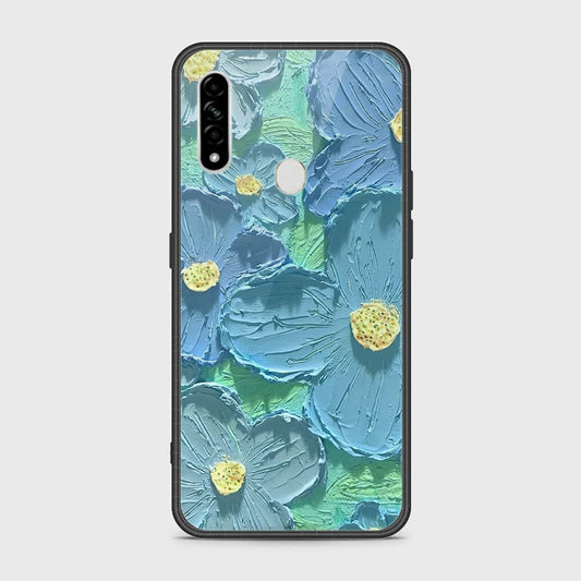 Oppo A31 Cover - Floral Series - Design 1 - Purple & Aqua - HQ Ultra Shine Premium Infinity Glass Soft Silicon Borders Case