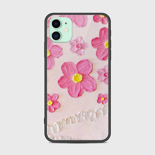 iPhone 11 Cover - Floral Series - Design 2 - Pink - HQ Ultra Shine Premium Infinity Glass Soft Silicon Borders Case