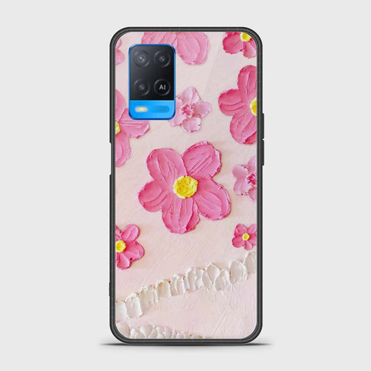 Oppo A54 4G Cover - Floral Series - Design 2 - Pink - HQ Ultra Shine Premium Infinity Glass Soft Silicon Borders Case