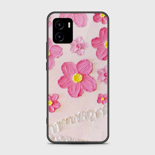 Vivo Y10 Cover - Floral Series - Design 2 - Pink - HQ Ultra Shine Premium Infinity Glass Soft Silicon Borders Case