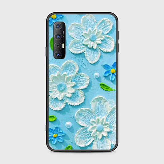 Oppo Reno 3 Pro 5G Cover - Floral Series - Design 3 - Sky Blue - HQ Ultra Shine Premium Infinity Glass Soft Silicon Borders Case