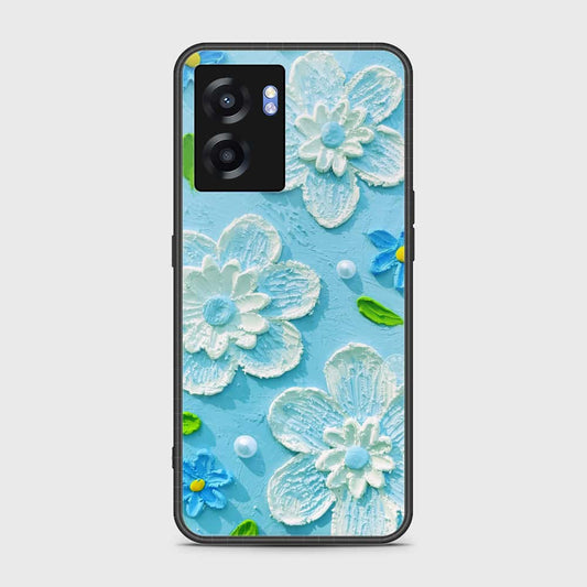 Oppo A57 5G Cover - Floral Series - Design 3 - Sky Blue - HQ Ultra Shine Premium Infinity Glass Soft Silicon Borders Case