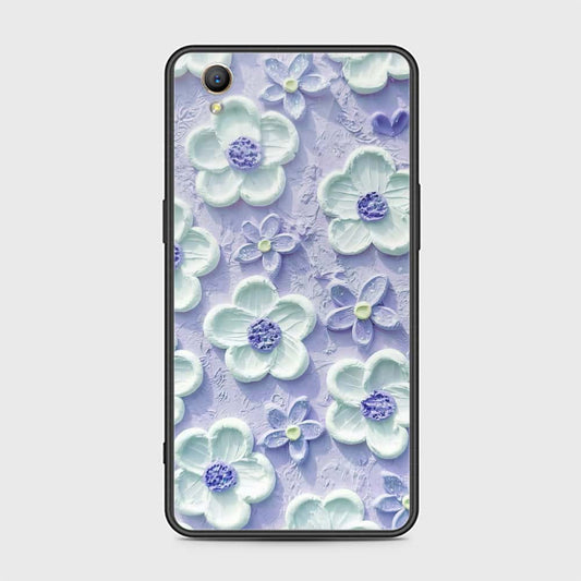 Oppo A37 Cover - Floral Series - Design 4 - Purple & White - HQ Ultra Shine Premium Infinity Glass Soft Silicon Borders Case