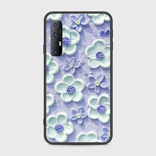 Oppo Reno 3 Pro 5G Cover - Floral Series - Design 4 - Purple & White - HQ Ultra Shine Premium Infinity Glass Soft Silicon Borders Case