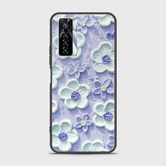 Tecno Camon 17 Pro Cover - Floral Series - Design 4 - Purple & White - HQ Ultra Shine Premium Infinity Glass Soft Silicon Borders Case
