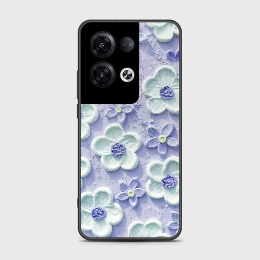 Oppo Reno 8 Pro Cover - Floral Series - Design 4 - Purple & White - HQ Ultra Shine Premium Infinity Glass Soft Silicon Borders Case