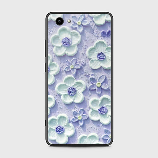 Vivo Y71 Cover - Floral Series - Design 4 - Purple & White - HQ Ultra Shine Premium Infinity Glass Soft Silicon Borders Case