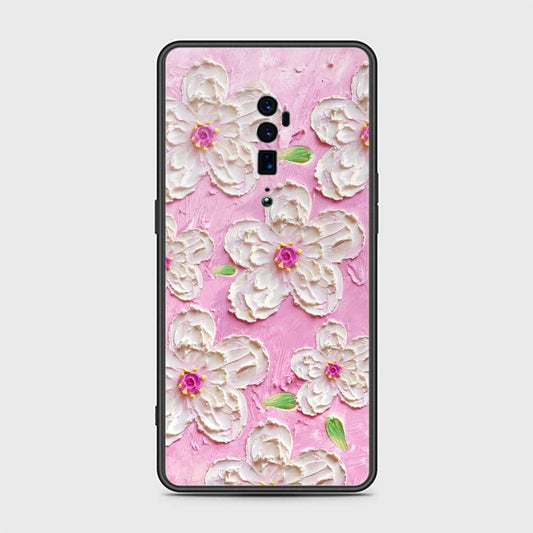 Oppo Reno 10x Zoom Cover - Floral Series - Design 5 - Pink & White - HQ Ultra Shine Premium Infinity Glass Soft Silicon Borders Case