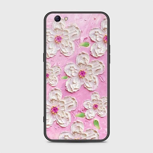 Oppo F3 Plus Cover - Floral Series - Design 5 - Pink & White - HQ Ultra Shine Premium Infinity Glass Soft Silicon Borders Case