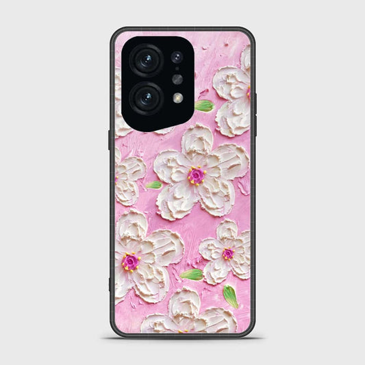 Oppo Find X5 Cover - Floral Series - Design 5 - Pink & White - HQ Ultra Shine Premium Infinity Glass Soft Silicon Borders Case