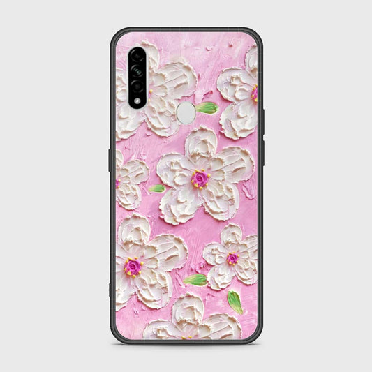Oppo A31 Cover - Floral Series - Design 5 - Pink & White - HQ Ultra Shine Premium Infinity Glass Soft Silicon Borders Case