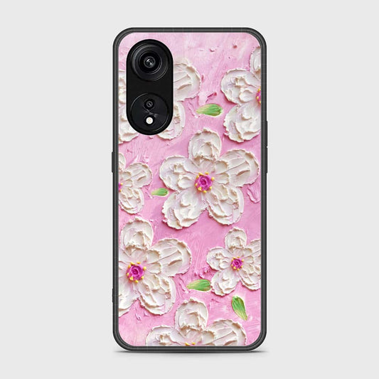 Oppo A1 Pro Cover - Floral Series - Design 5 - Pink & White - HQ Ultra Shine Premium Infinity Glass Soft Silicon Borders Case