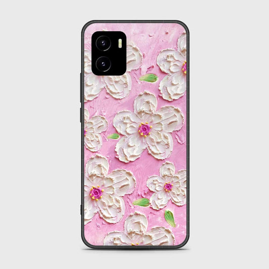 Vivo Y10 Cover - Floral Series - Design 5 - Pink & White - HQ Ultra Shine Premium Infinity Glass Soft Silicon Borders Case