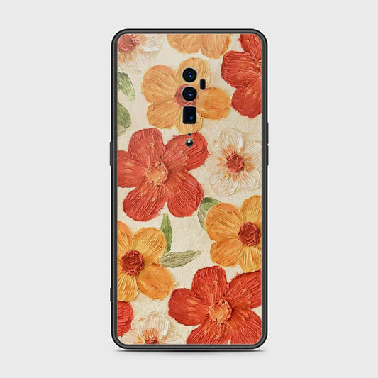 Oppo Reno 10x Zoom Cover - Floral Series - Design 6 - Red & Orange - HQ Ultra Shine Premium Infinity Glass Soft Silicon Borders Case
