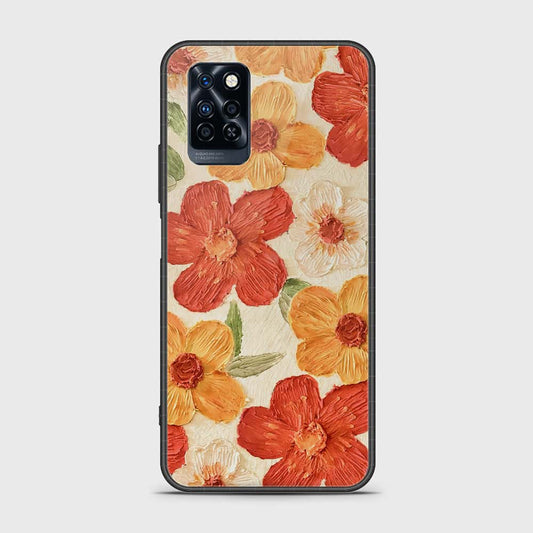 Infinix Note 10 Pro Cover - Floral Series - Design 6 - Red & Orange - HQ Ultra Shine Premium Infinity Glass Soft Silicon Borders Case