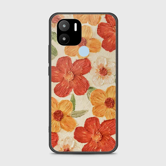 Xiaomi Redmi A1 Plus Cover - Floral Series - Design 6 - Red & Orange - HQ Ultra Shine Premium Infinity Glass Soft Silicon Borders Case