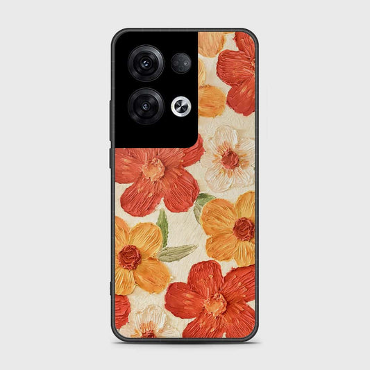Oppo Reno 8 Pro Cover - Floral Series - Design 6 - Red & Orange - HQ Ultra Shine Premium Infinity Glass Soft Silicon Borders Case