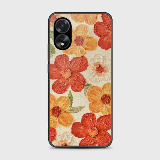 Oppo A38 Cover - Floral Series - Design 6 - Red & Orange - HQ Ultra Shine Premium Infinity Glass Soft Silicon Borders Case