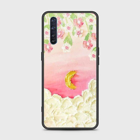 Oppo Reno 3 Cover - Floral Series - Design 7 - Pink & Yellow - HQ Ultra Shine Premium Infinity Glass Soft Silicon Borders Case