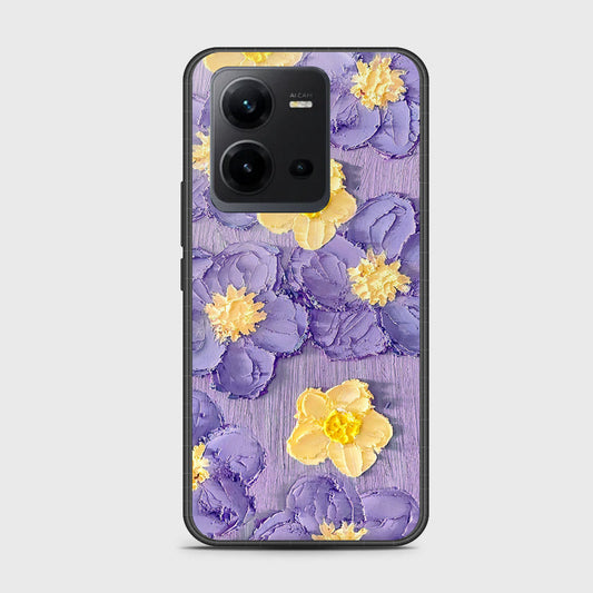 Vivo V25e Cover - Floral Series - Design 8 - Pink & Yellow - HQ Ultra Shine Premium Infinity Glass Soft Silicon Borders Case (Fast Delivery)(FS)