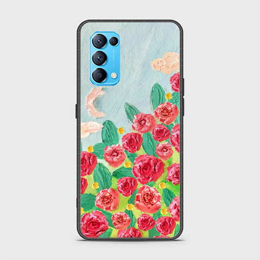 Oppo Find X3 Lite Cover - Floral Series - Design 10 - Red & Green - HQ Ultra Shine Premium Infinity Glass Soft Silicon Borders Case