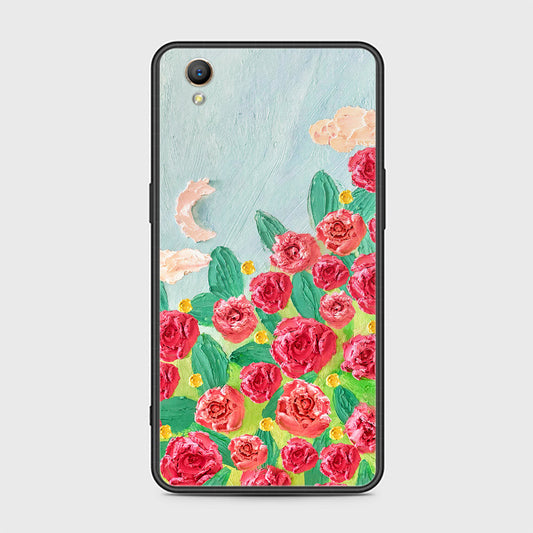Oppo A37 Cover - Floral Series - Design 10 - Red & Green - HQ Ultra Shine Premium Infinity Glass Soft Silicon Borders Case